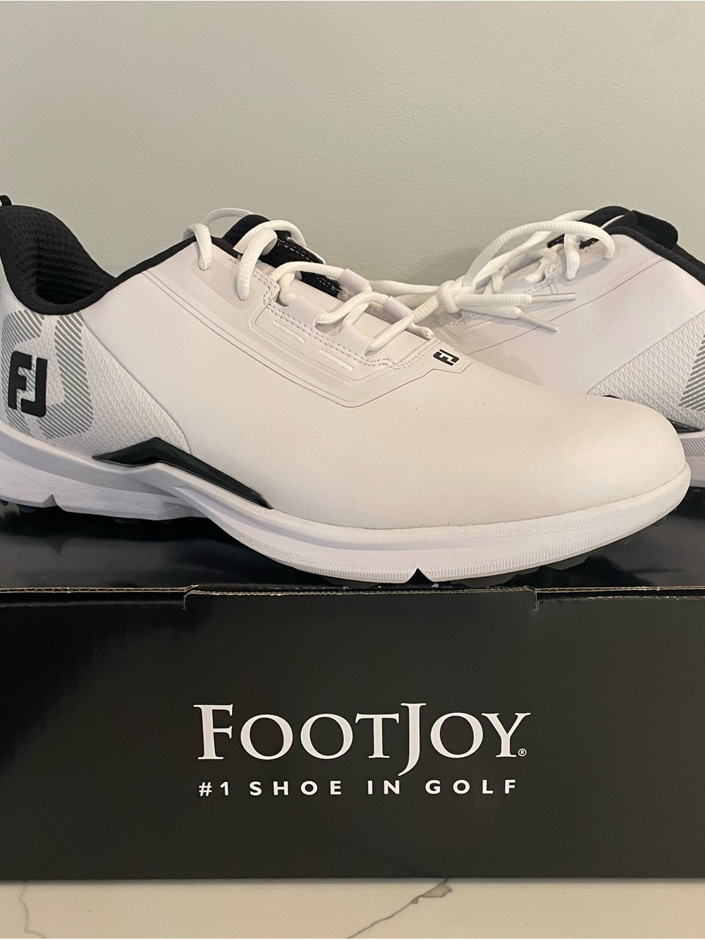 FootJoy Men's White and Black Athletic Golf Shoes